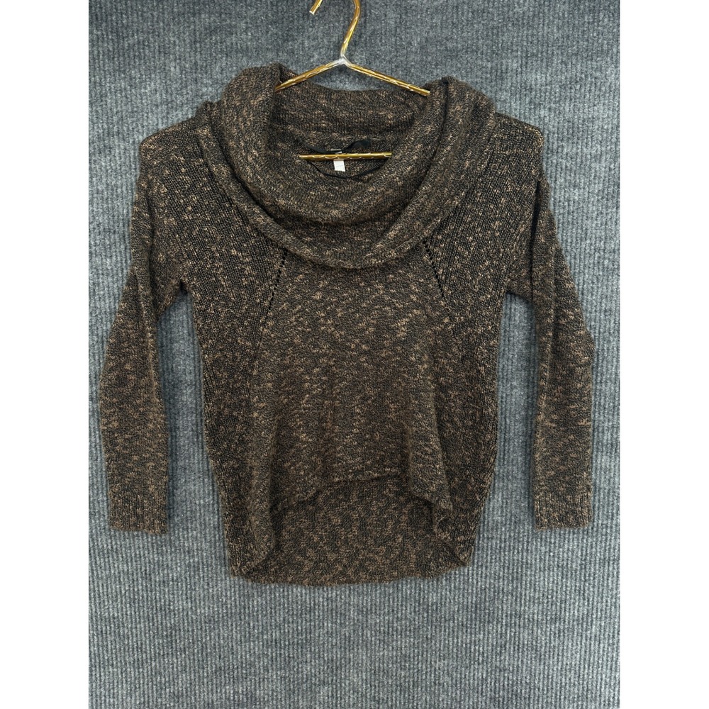 Kensie Cowl Neck Sweater Womens Small Brown Marled Excellent High-Low Knit